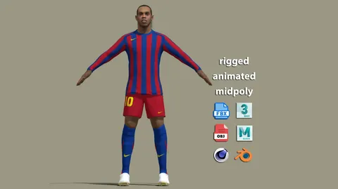 Rigged Ronaldinho 2005 - Blender 3d models