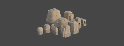 Tatooine Inspired Buildings - Blender 3d models