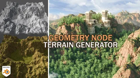 Terrain Generator - Blender geometry nodes