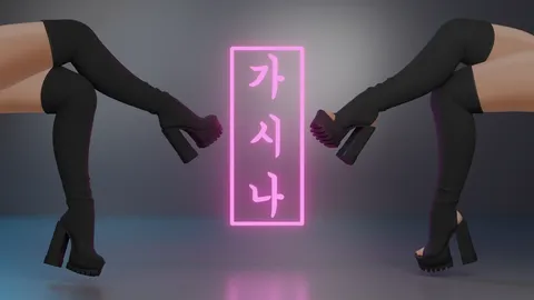 Thigh High Chunky Heel Boots - Blender 3d models