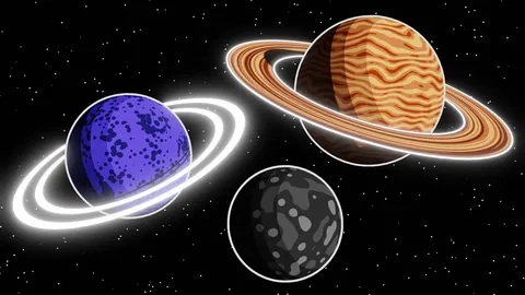 Toon Style Planets - Blender scenes