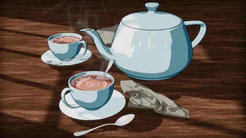 Toon Style Tea Scene - Blender scenes