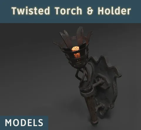 Twisted Torch & Holder - Blender 3d models
