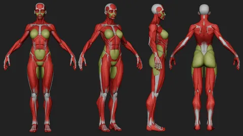 Ultimate Stylized Female Anatomy Ecorche - Blender 3d models