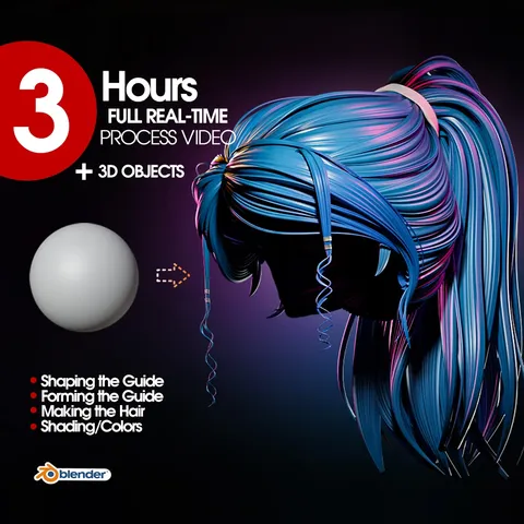 Ultimate Stylized Hair - Blender tutorials & courses