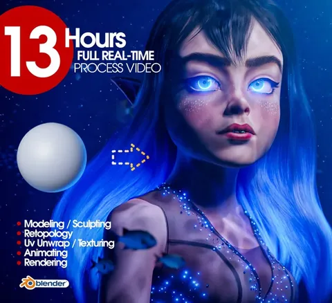 Underwater Princess Character - Blender tutorials & courses