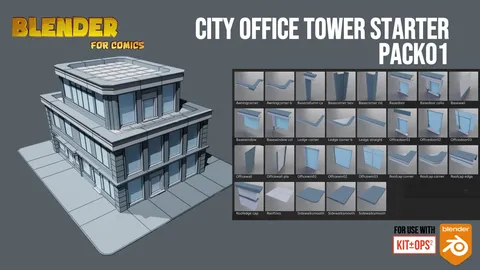 Urban City Office Tower KPack - Blender 3d models