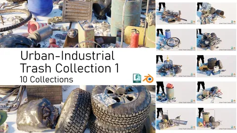 Urban Industrial Trash Collections 1 - Blender 3d models