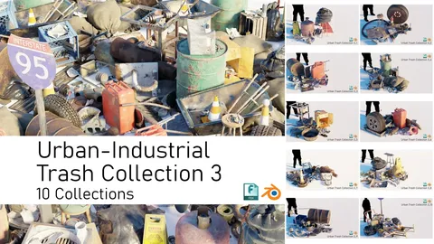 Urban Industrial Trash Collections 3 - Blender 3d models