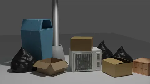 Urban Low Poly Asset Pack - Blender 3d models