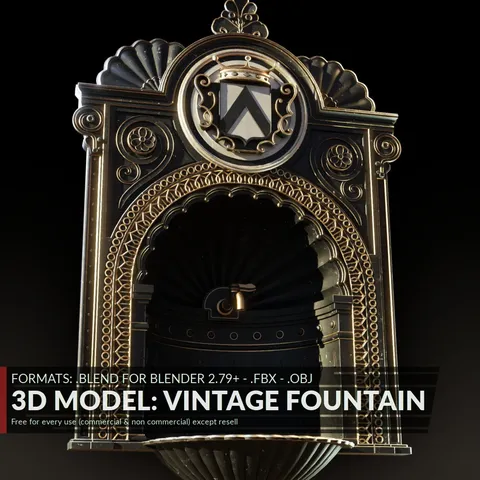 Vintage Public Wall Fountain - Blender 3d models