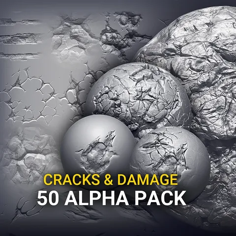 Cracks & Damage Alphas Vol. 2 - Blender sculpting brushes