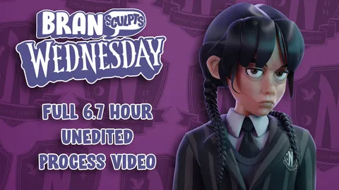 Wednesday Addams Sculpting Video - Blender tutorials & courses