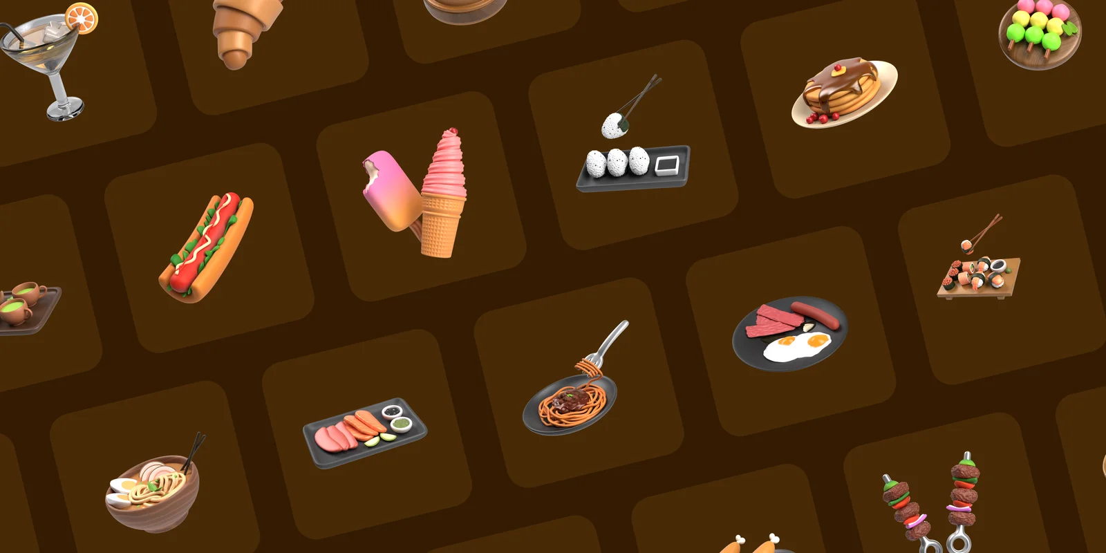 Western & Asian Foods 3D Icons screenshot 7