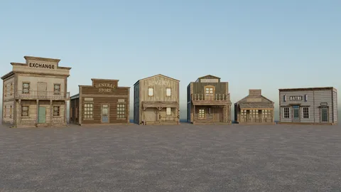 Western Buildings Pack 4 - Blender 3d models
