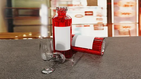 Wine Bottle Mockup - Blender scenes