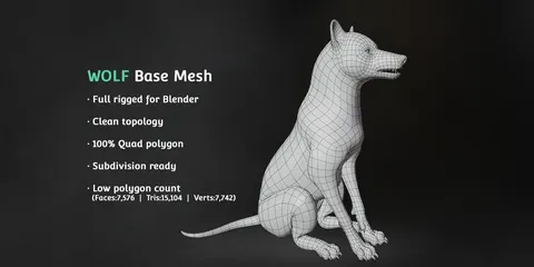 Wolf Base Mesh - Blender 3d models