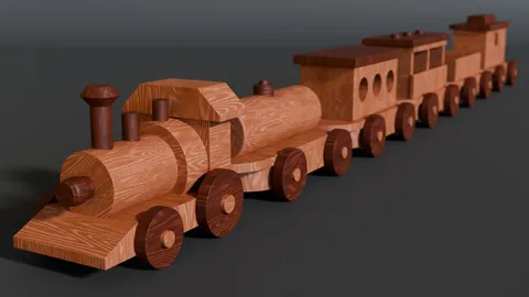 Wooden Christmas Train - Blender 3d models