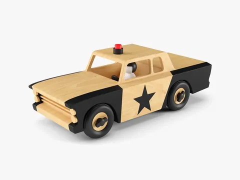 Wooden Toy Police Car - Blender 3d models