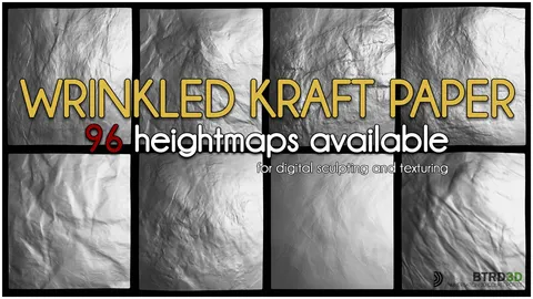 Wrinkled Kraft Paper Alphas - Blender sculpting brushes
