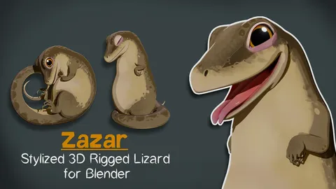 Zazar Rigged Lizard - Blender 3d models
