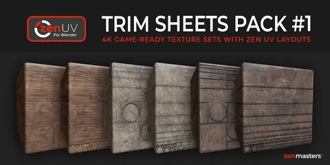 Zen UV Trim Sheet Pack 1 - Blender textures & materials